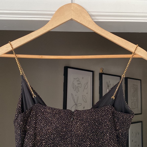 Vintage Betsey Johnson Black & Gold Rhinestone Gown sz P - Picture 7 of 11